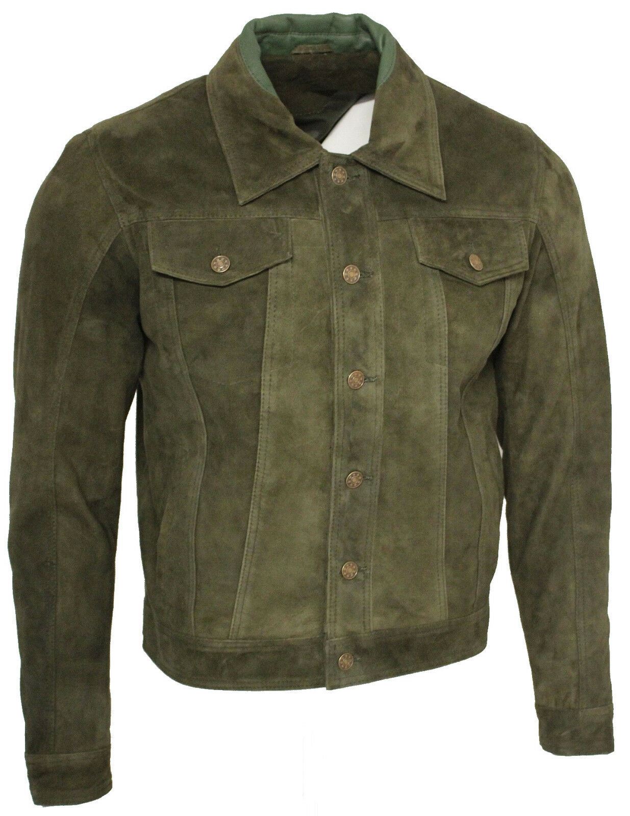 Mens Suede Leather Trucker Jacket-Dartmouth