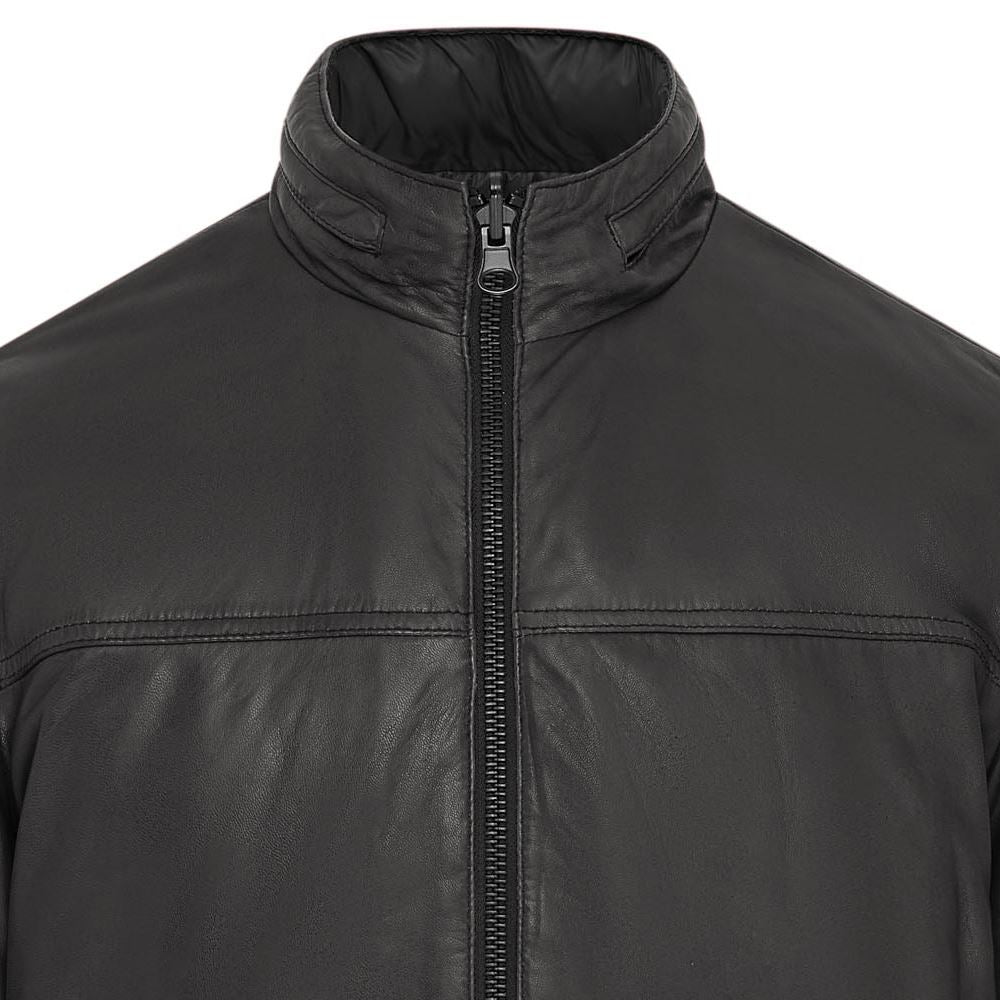 Mens Hooded Reversible Bomber Leather Jacket - Raufoss