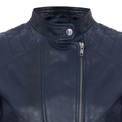 Womens Vintage Leather Biker Jacket-Marlow