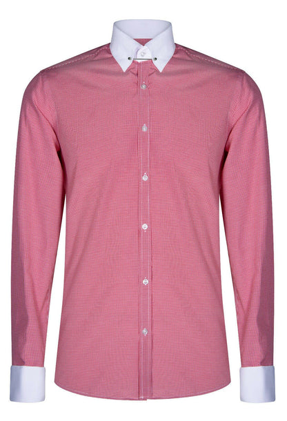 Mens Club Collar Red Shirt 1920s Peaky Blinders With Bar Poplin Pin Smart Casual