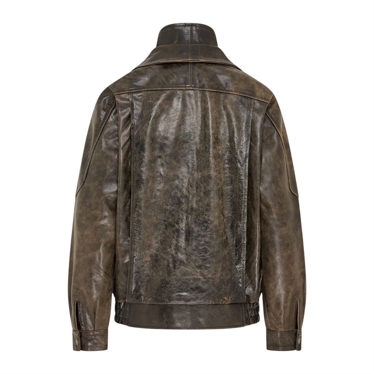 Womens Leather Biker Blouson Oversized Jacket - Big Bomber