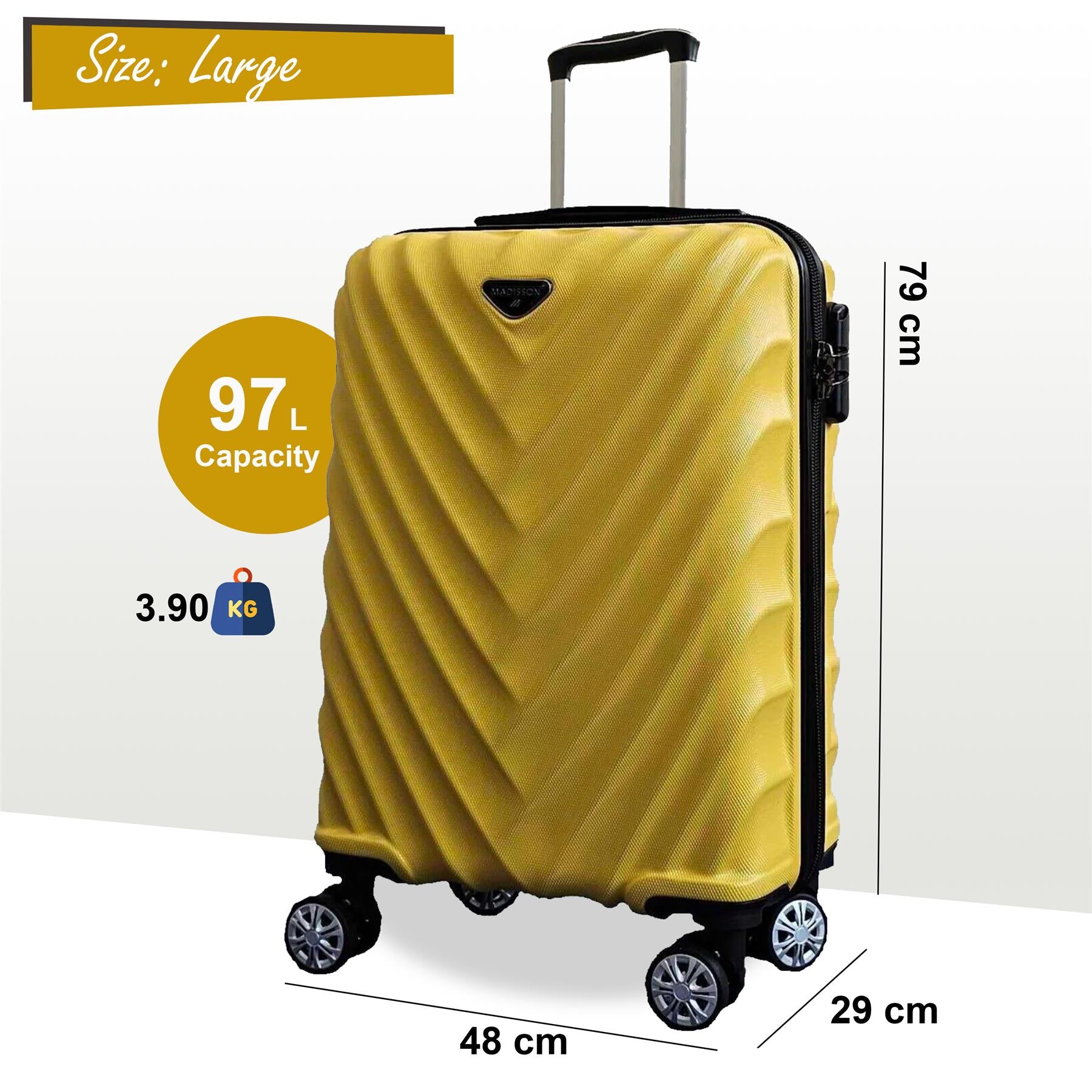 Chatom Large Hard Shell Suitcase in Yellow