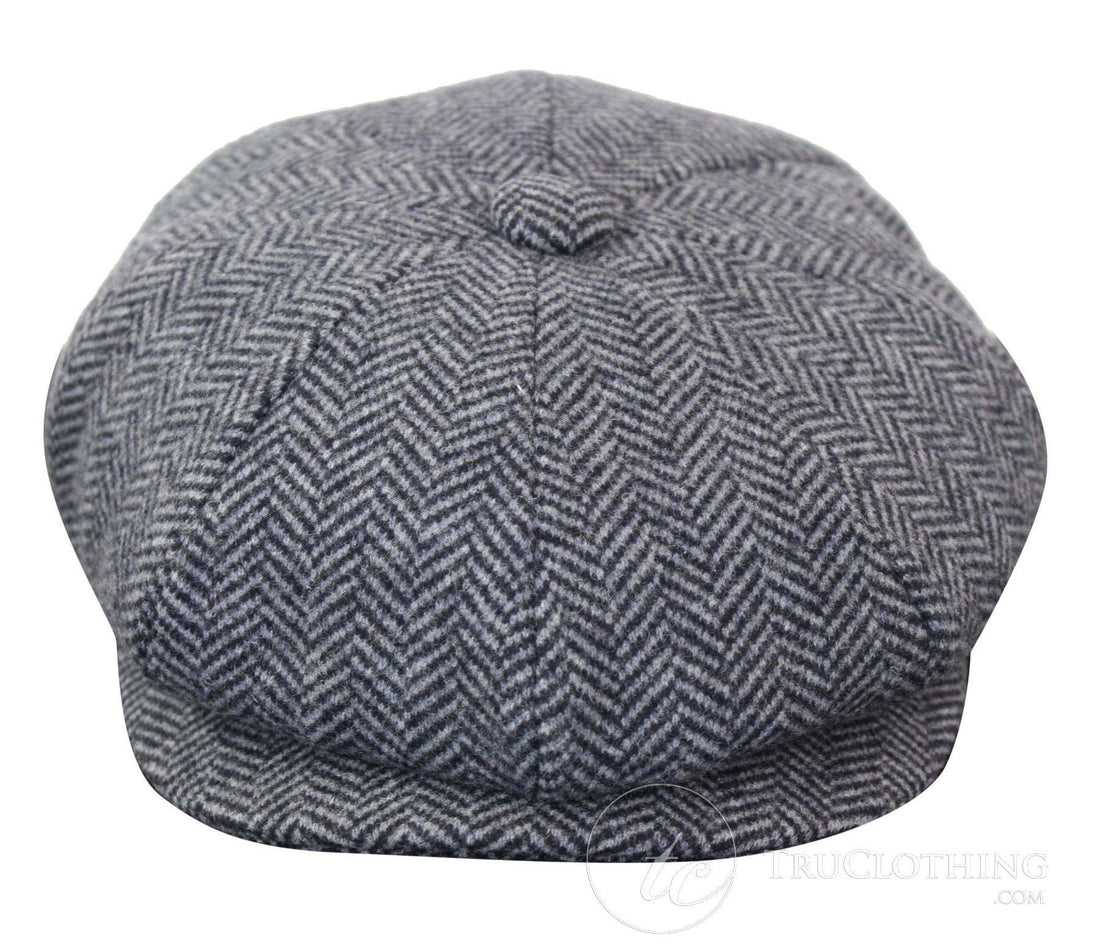 Mens Peaky Blinders Grey Tweed Gatsby Flat Baker Hat
