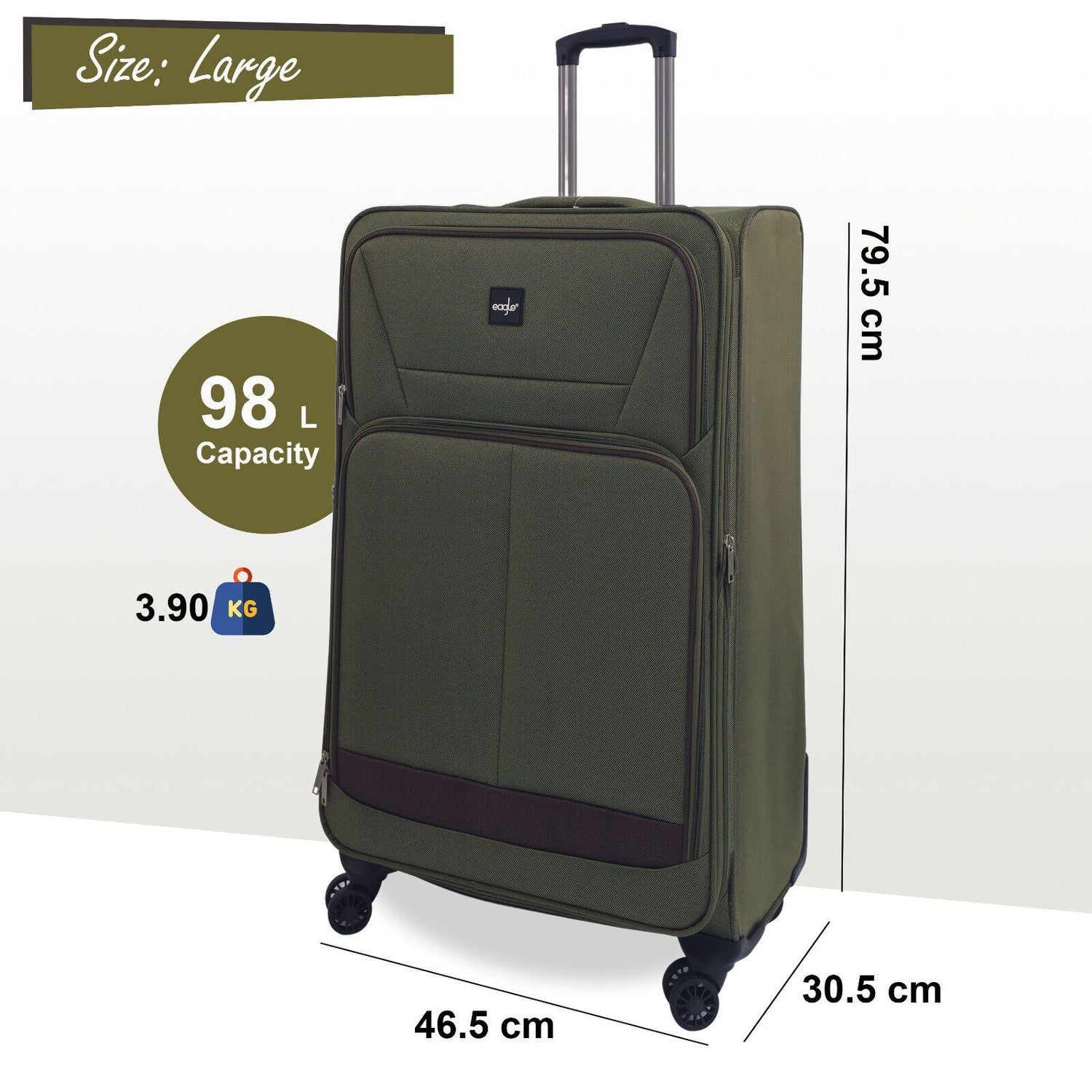 Ashford Large Soft Shell Suitcase in Khaki