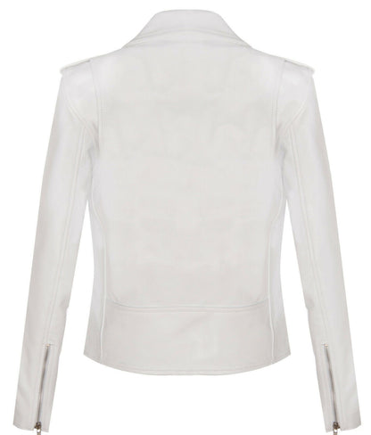 Womens Cowhide Leather Biker Jacket-Mansfield