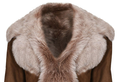 Womens Suede Toscana Sheepskin Trench Coat-Rochester