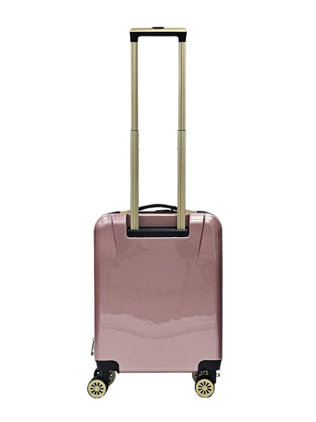 Hard Shell Pink 4 Wheel Suitcase Flower Print Luggage Cabin - Upperclass Fashions 
