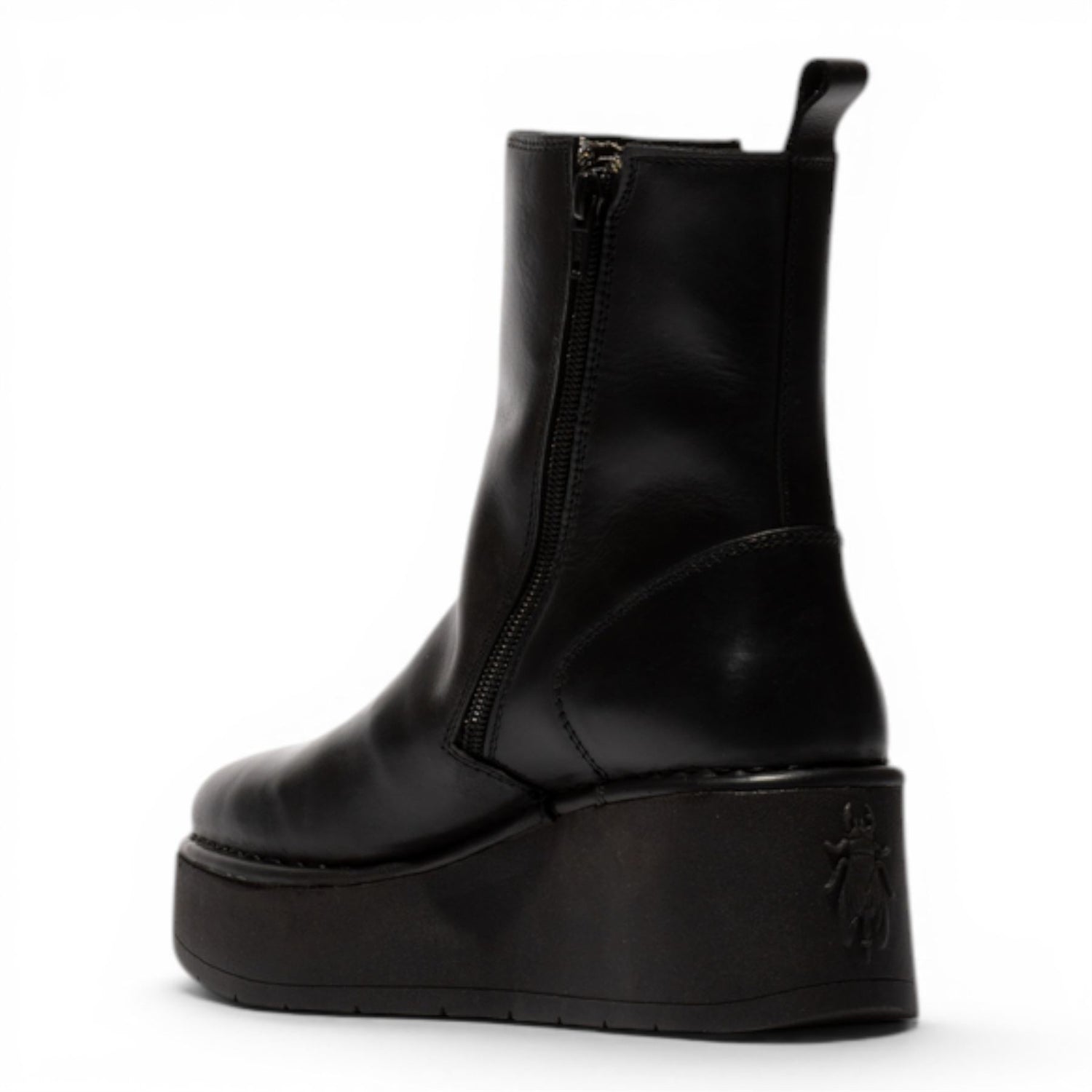 Fly London Women’s Black Leather Wedge Heel Platform Ankle Boots - HEIJ272
