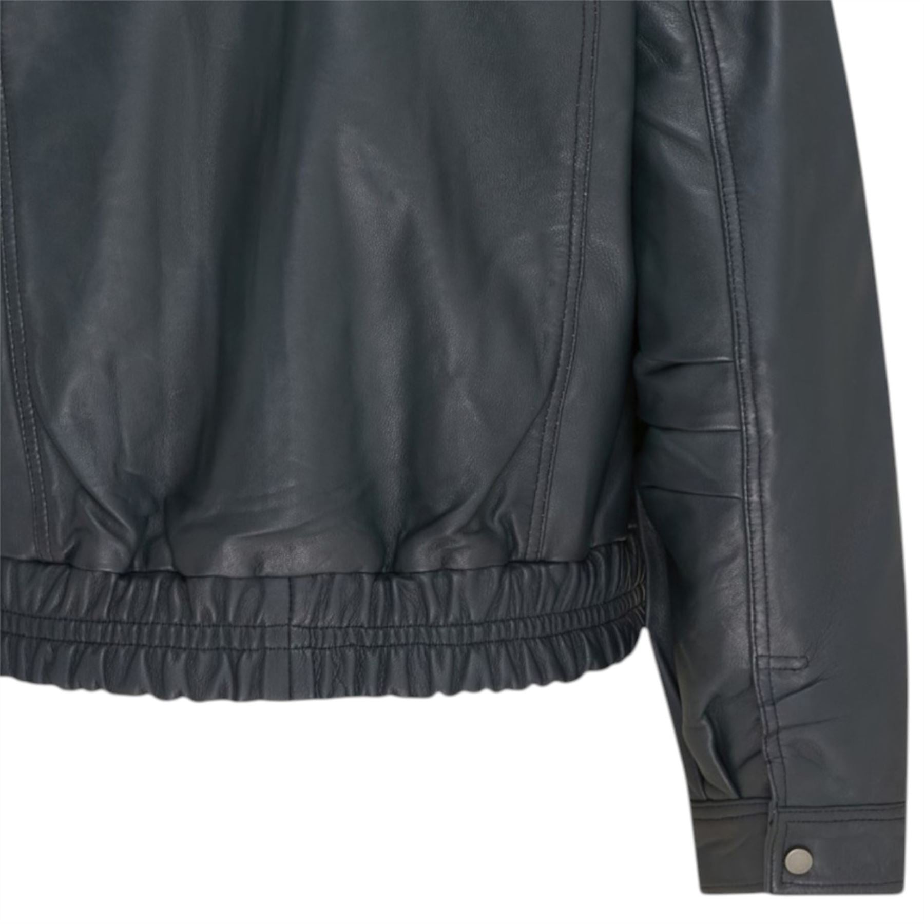 Womens Leather Biker Bomber Oversized Jacket - Blouson