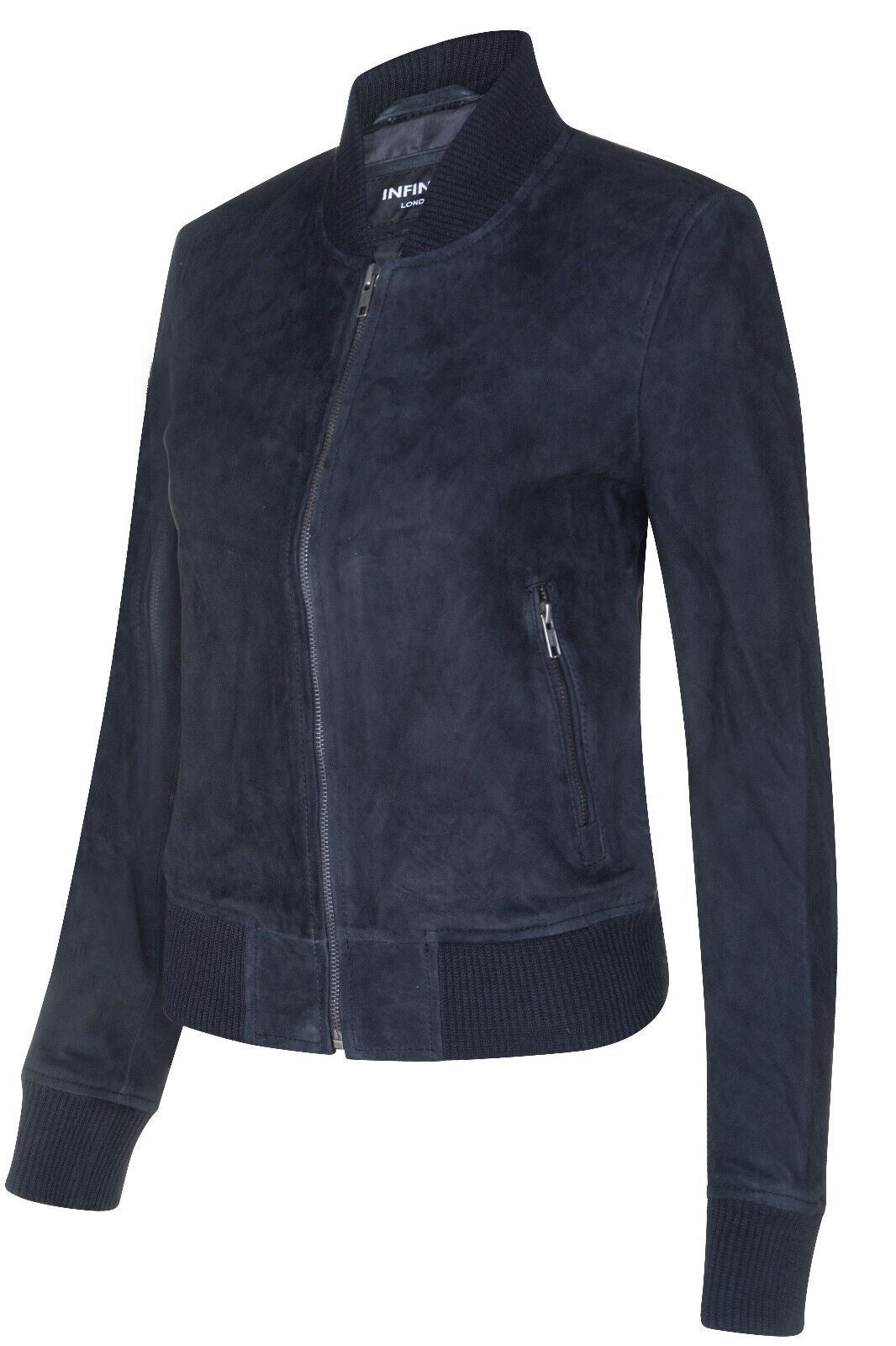 Womens Classic MA-1 Suede Bomber Jacket-Newbury - Upperclass Fashions 