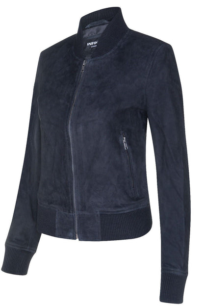 Womens Classic MA-1 Suede Bomber Jacket-Newbury - Upperclass Fashions 