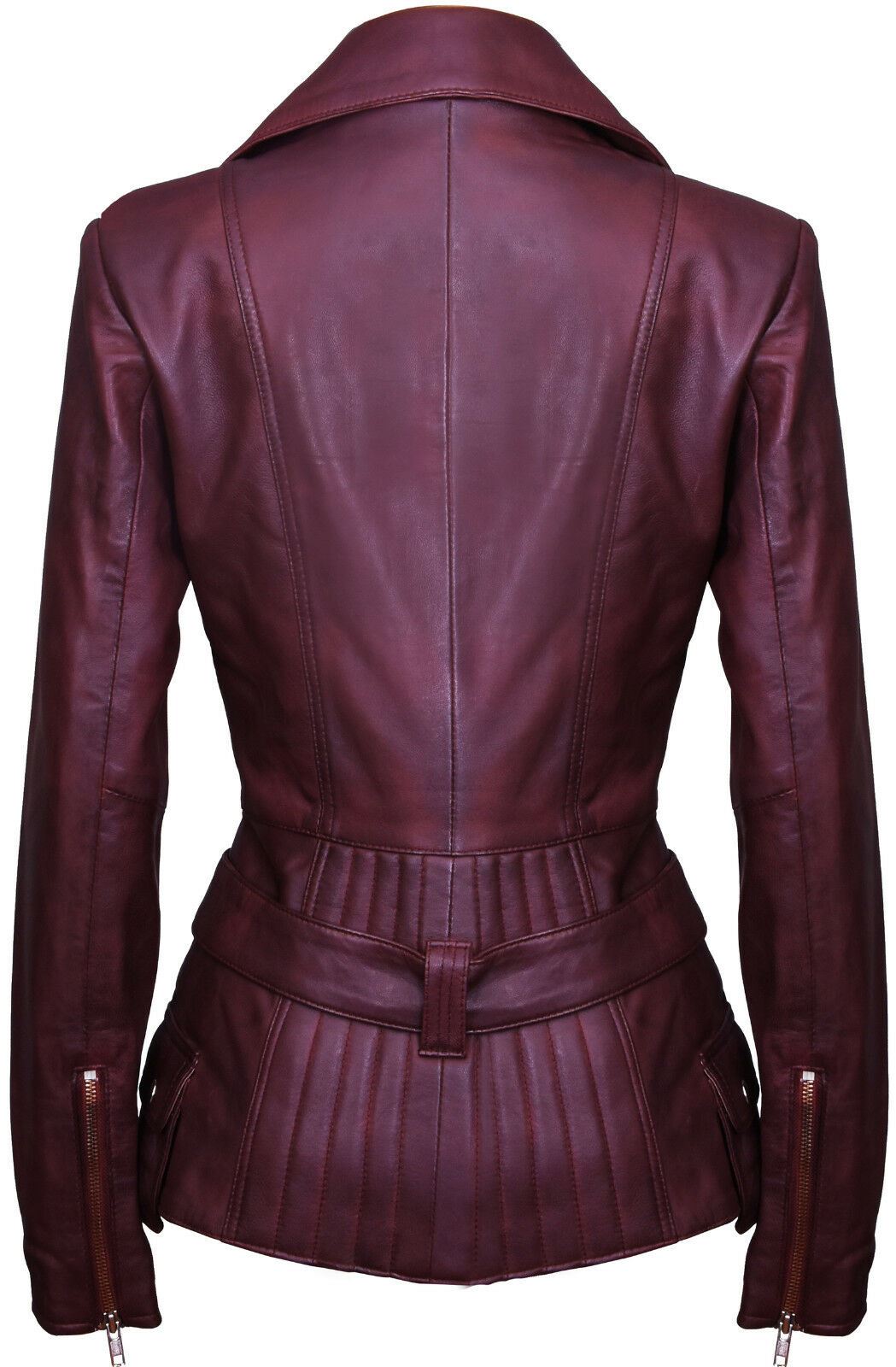 Womens Mid length Leather Biker Jacket Middlewich Upperclass Fashions