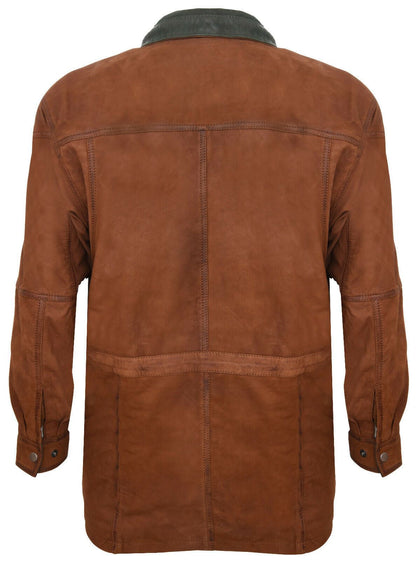 Mens 3/4 Nubuck Leather Parka Coat-Farnham