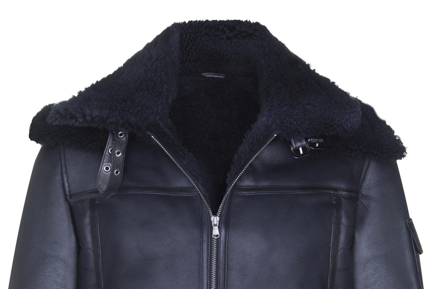 Mens Double Sheepskin Collar Jacket-Hingham - Upperclass Fashions 