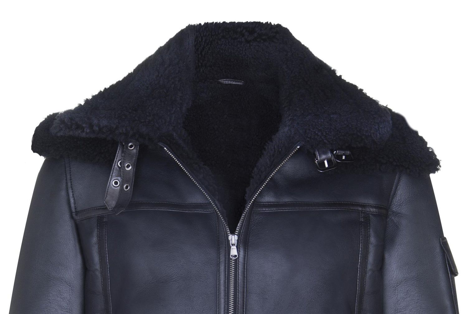 Mens Double Sheepskin Collar Jacket-Hingham
