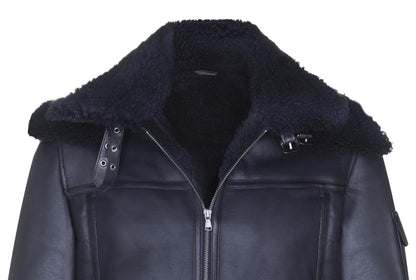 Mens Double Sheepskin Collar Jacket-Hingham