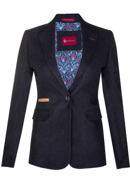 Womens 1920s Navy Blue Wool Classic Retro Vintage Blazer