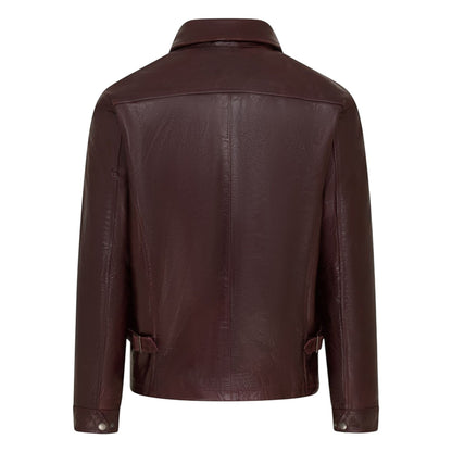 Mens Leather Harrington Collar Biker Jacket - Arick