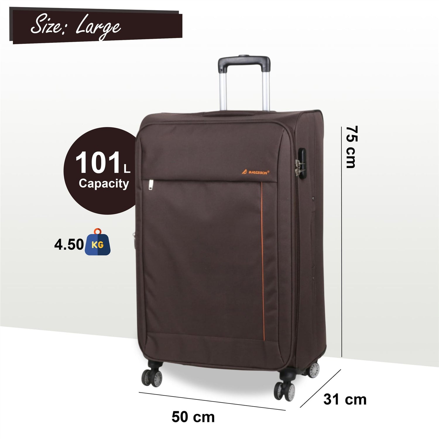 Carrollton Large Soft Shell Suitcase in Brown