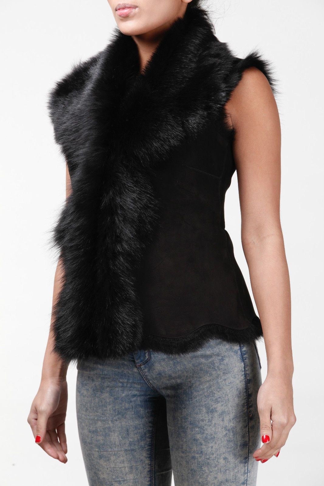 Womens Warmer Toscana Sheepskin Short Gilet-Seaham - Upperclass Fashions 