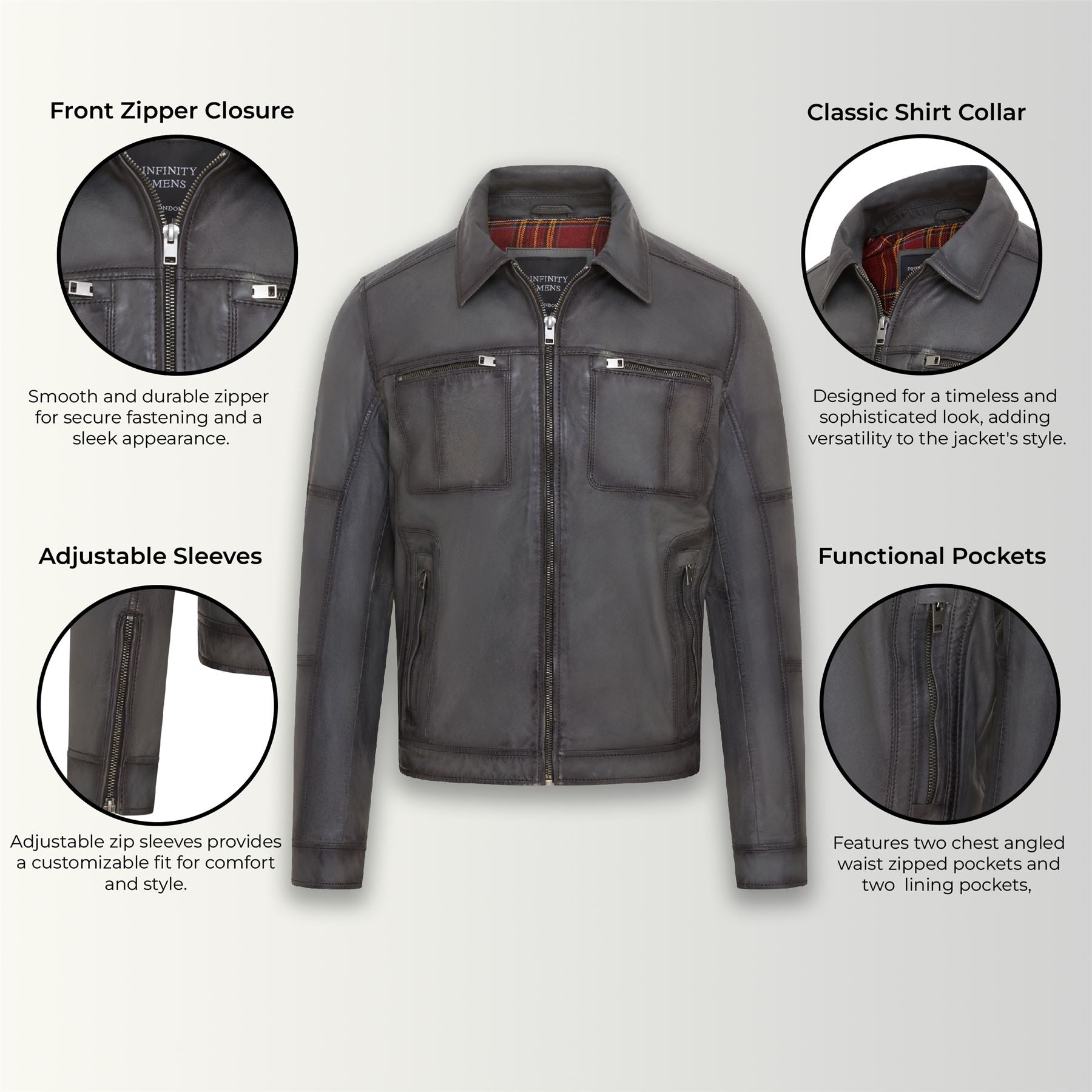 Mens Classic Leather Biker Jacket - Bettles