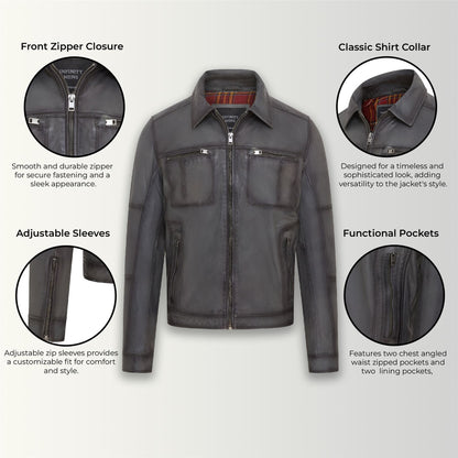 Mens Classic Leather Biker Jacket - Bettles