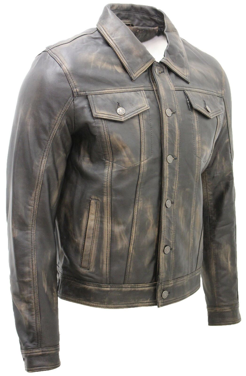 Mens Leather Trucker Jacket-Dartford