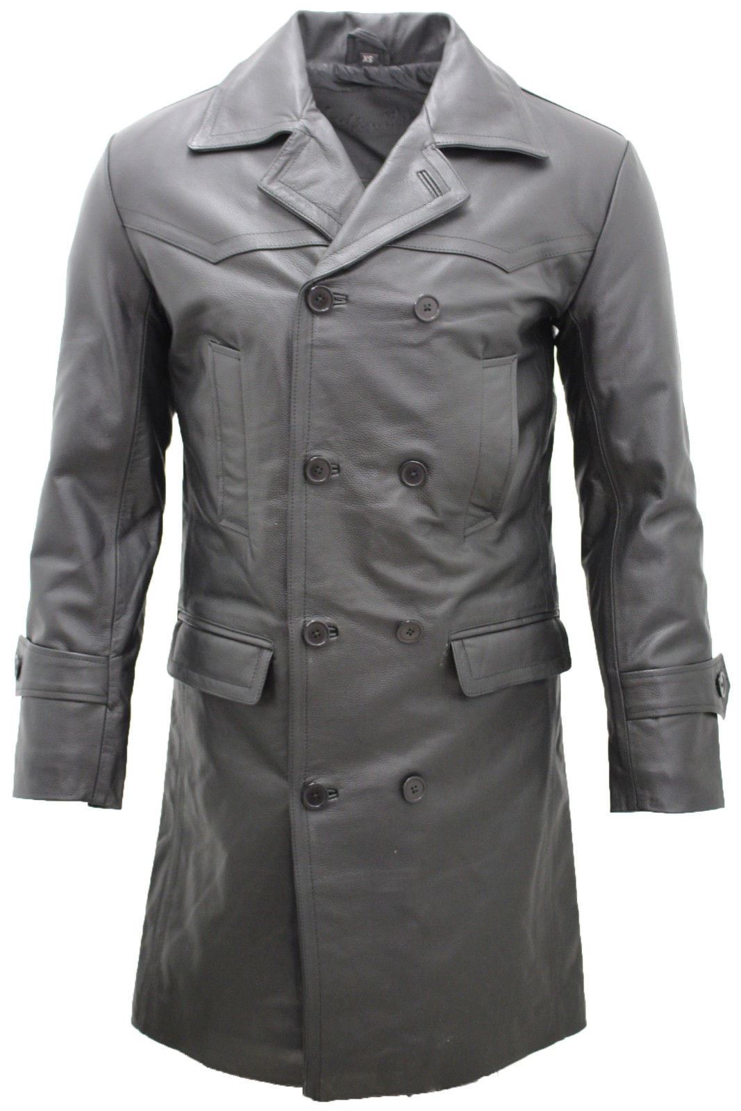 Mens 3/4-Length Cowhide Leather Peacoat-Edmonton