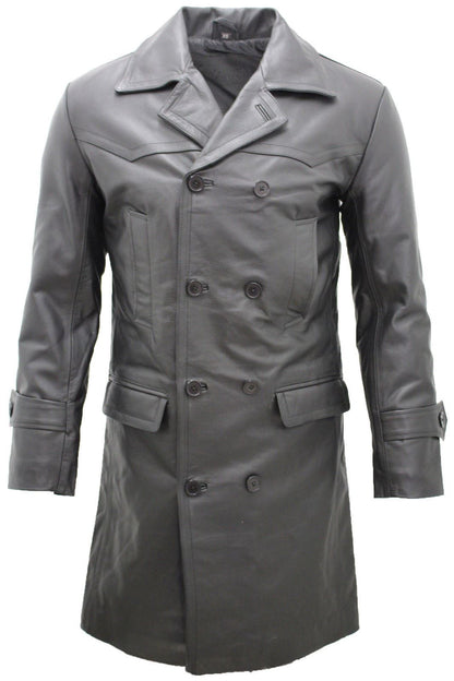 Mens 3/4-Length Cowhide Leather Peacoat-Edmonton