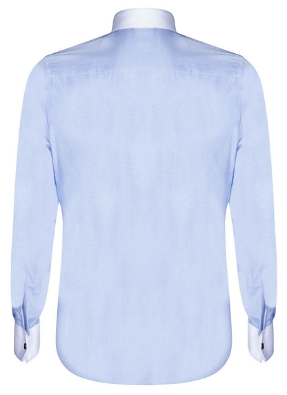 Mens Club Collar Blue Shirt 1920s Peaky Blinders With Bar Poplin Pin Smart