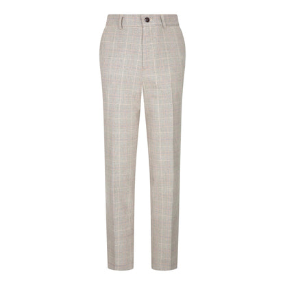 Boys 3 Piece Beige Tweed Check Vintage Retro Suit