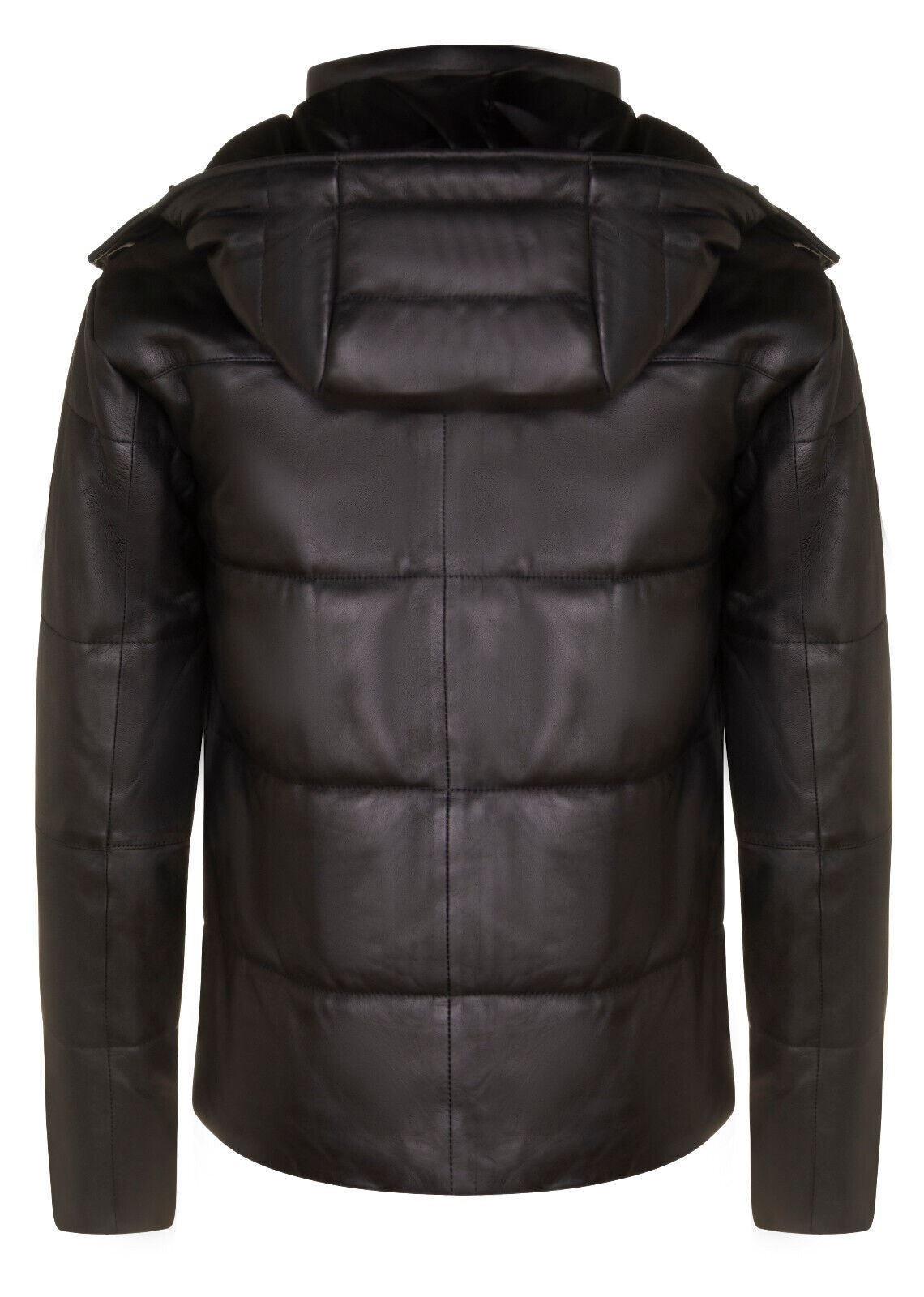 Mens Hooded Puffer Leather Bomber Jacket-Corbridge - Upperclass Fashions 