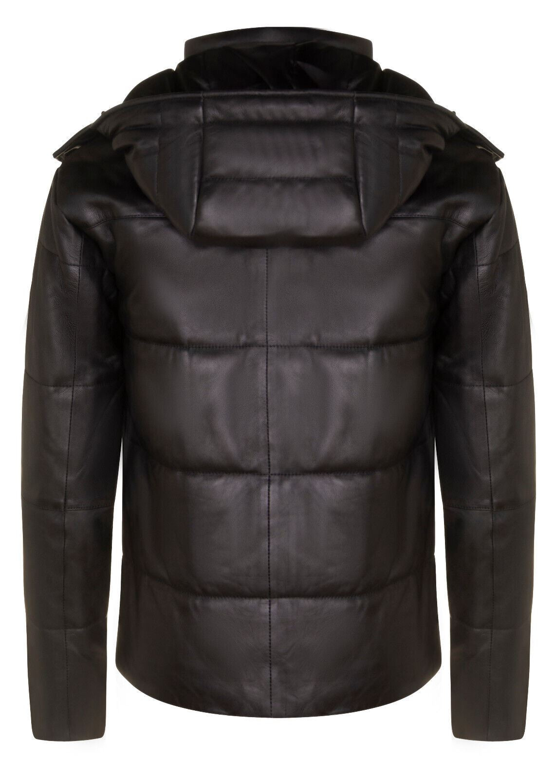Mens Hooded Puffer Leather Bomber Jacket-Corbridge