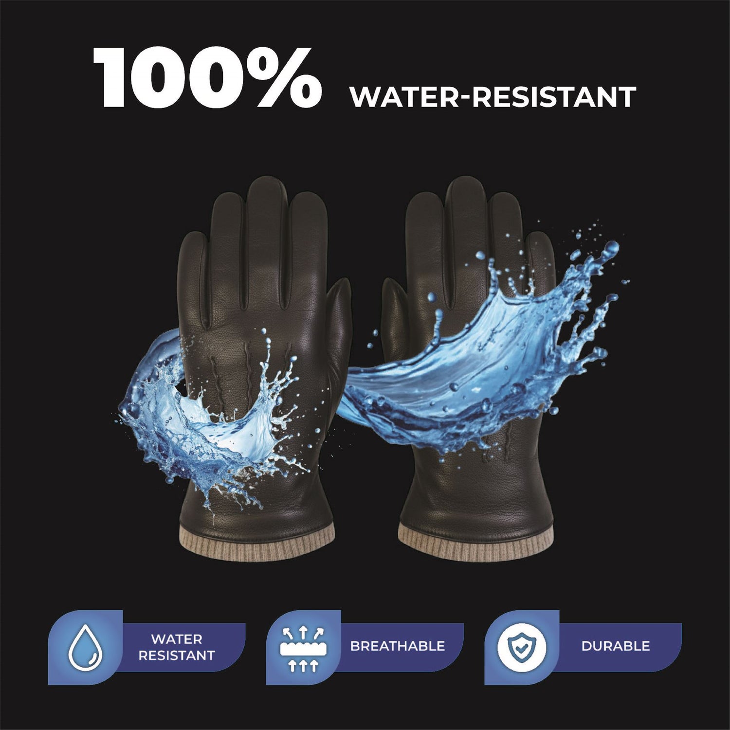 Men’s Italian Leather Warm Wool Lining Winter Gloves - M-LGV-405