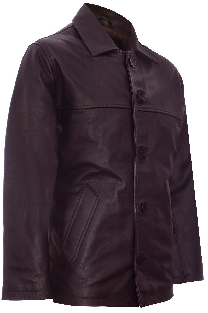 Mens Mid-Length Cowhide Leather Box Jacket-Fairford