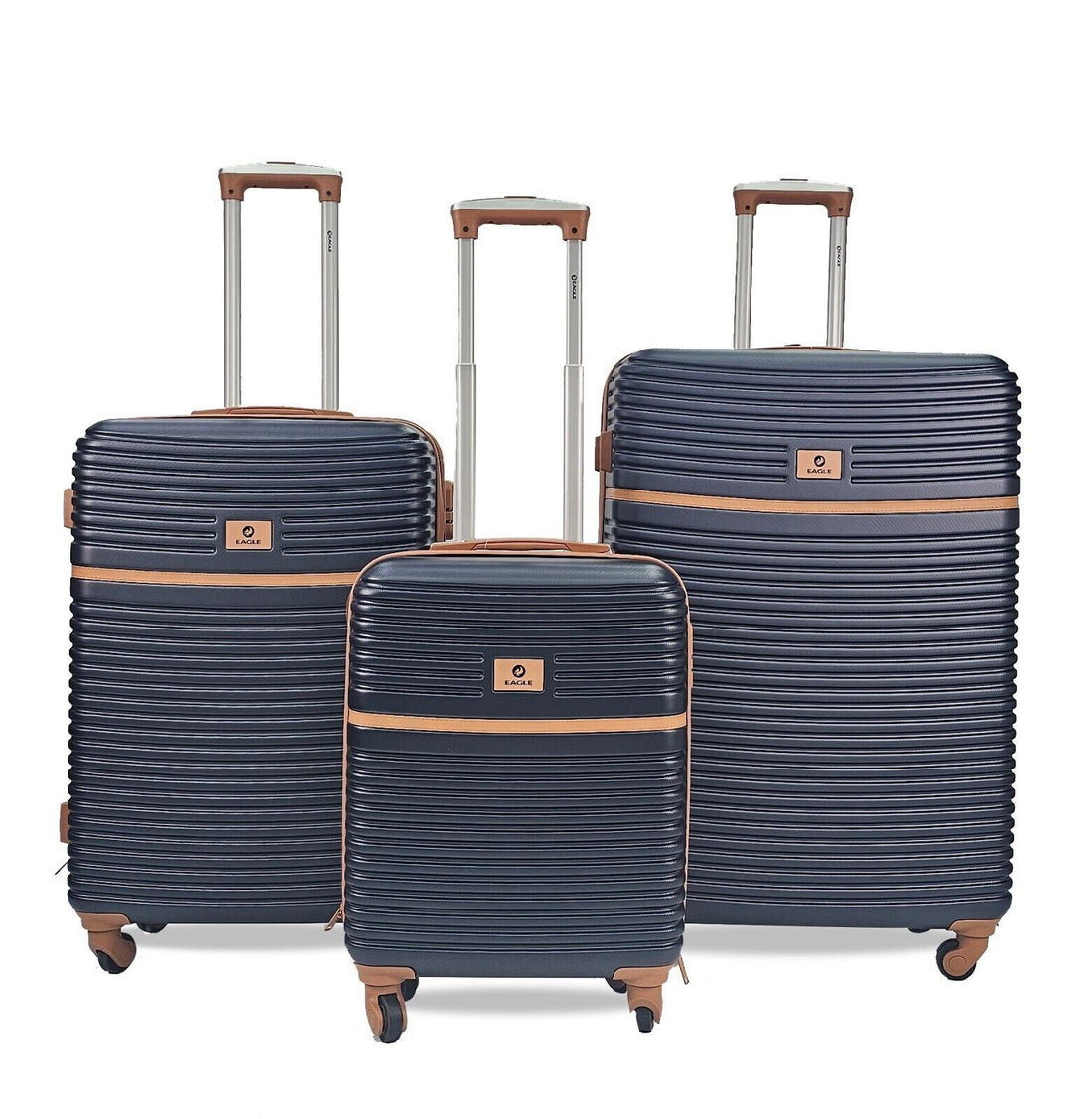 Hardshell Cabin Navy Suitcase Set Robust 4 Wheel ABS Luggage Travel Bag - Upperclass Fashions 