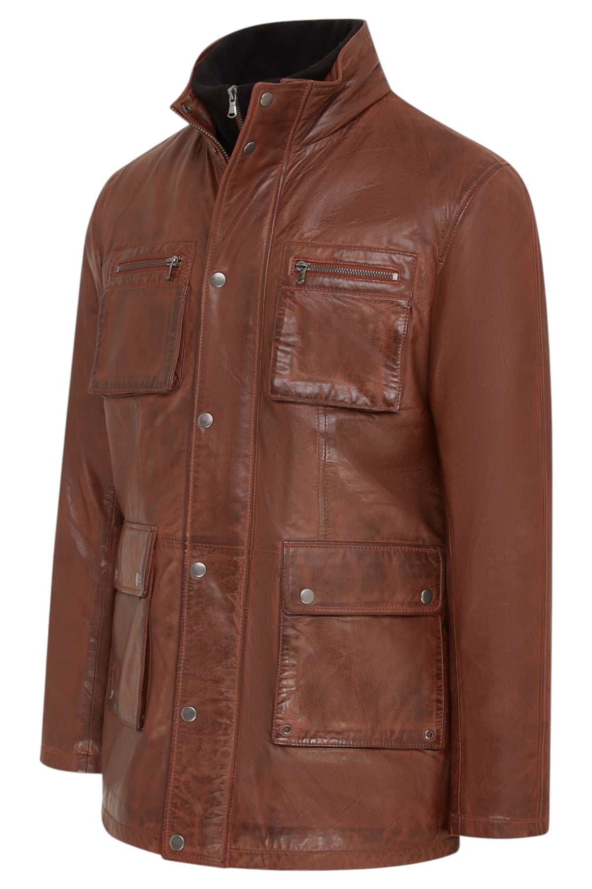 Men’s Leather Military Jacket Outwear Trenchcoat - Field