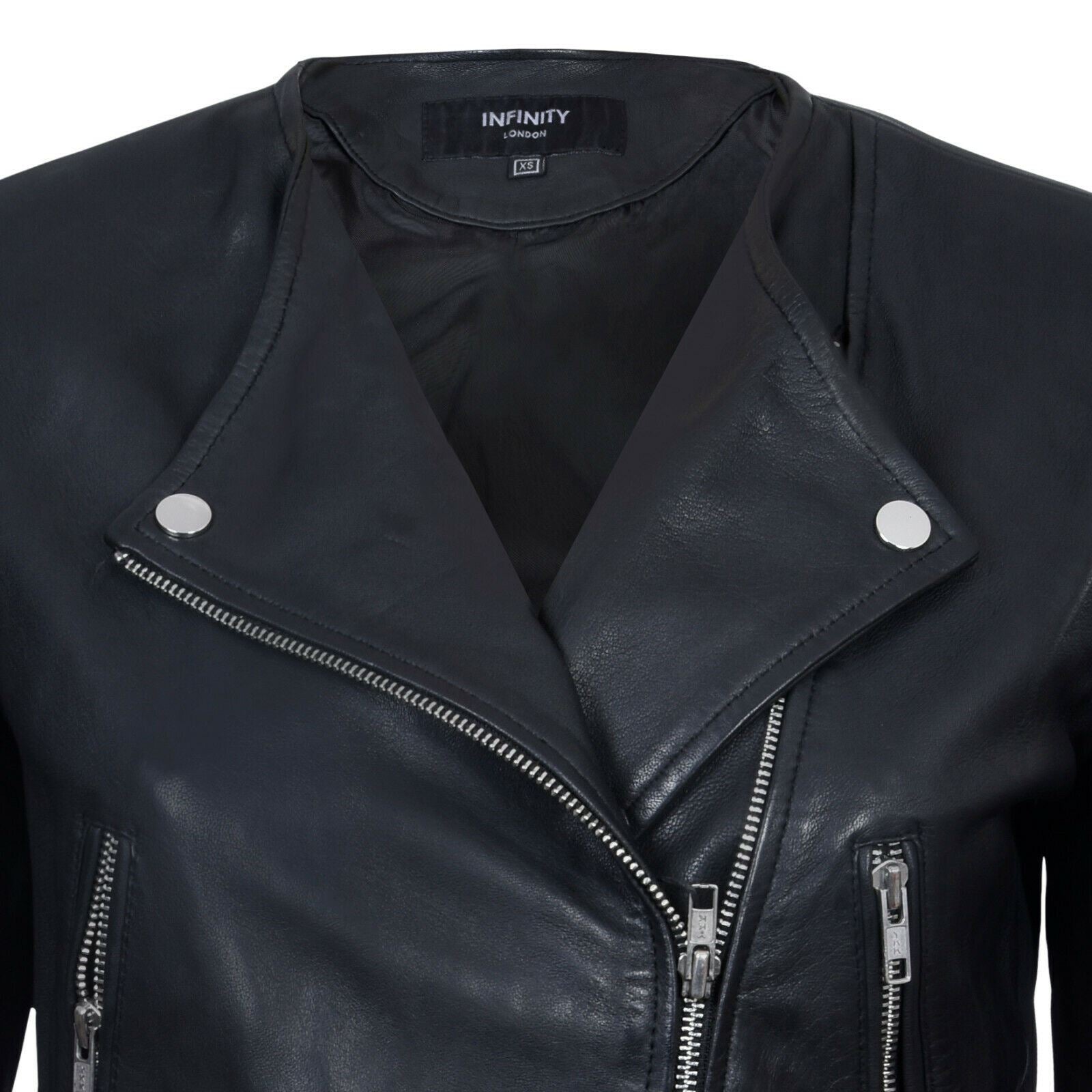 Womens Classic Collarless Biker Jacket-Marlborough