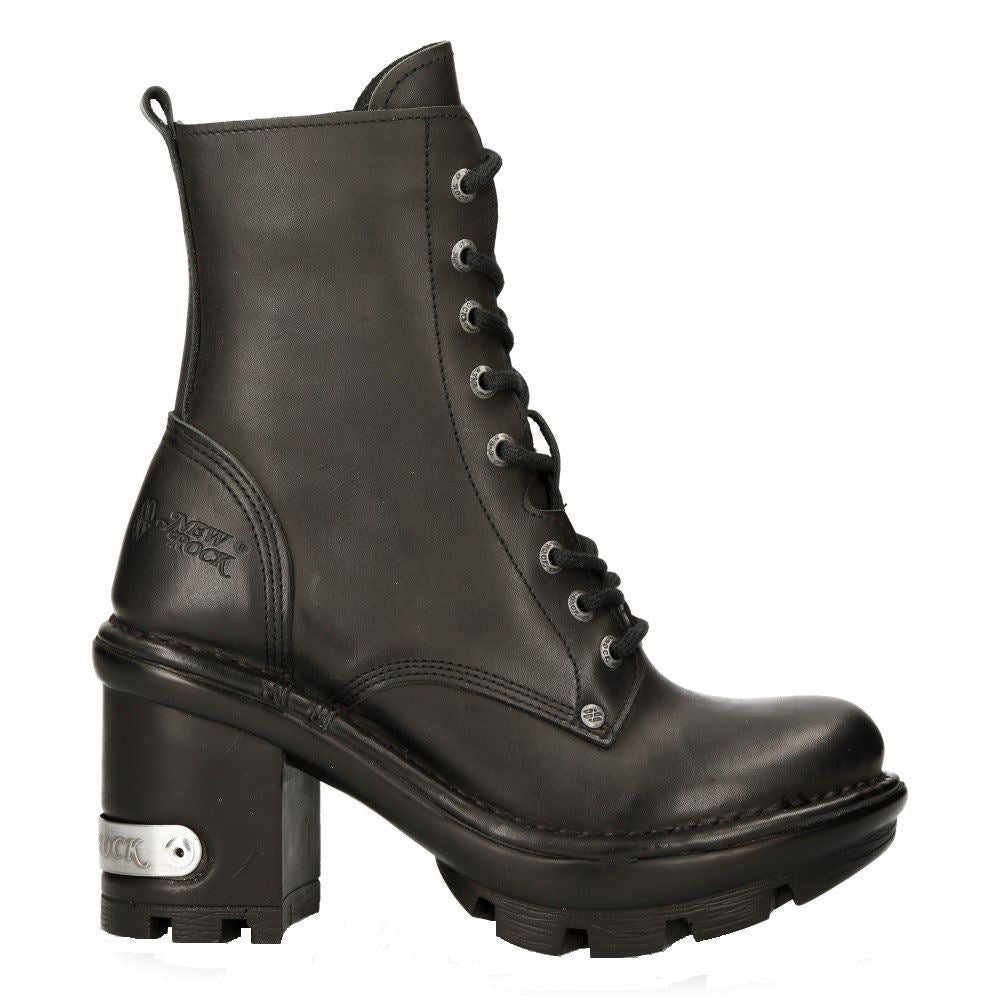 New Rock Gothic Black Leather Biker Boots- NEOTYRE07X-S1 - Upperclass Fashions 
