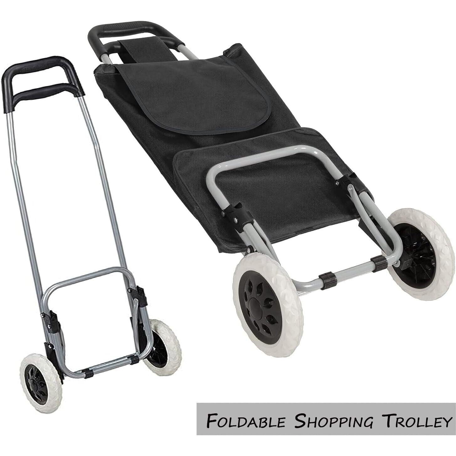 40L Lightweight Shopping Trolley Wheeled Folding Durable Cart Strong Bag Grocery