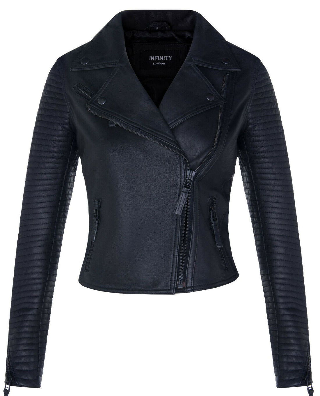 Womens Matt Brando Leather Biker Jacket-Longridge
