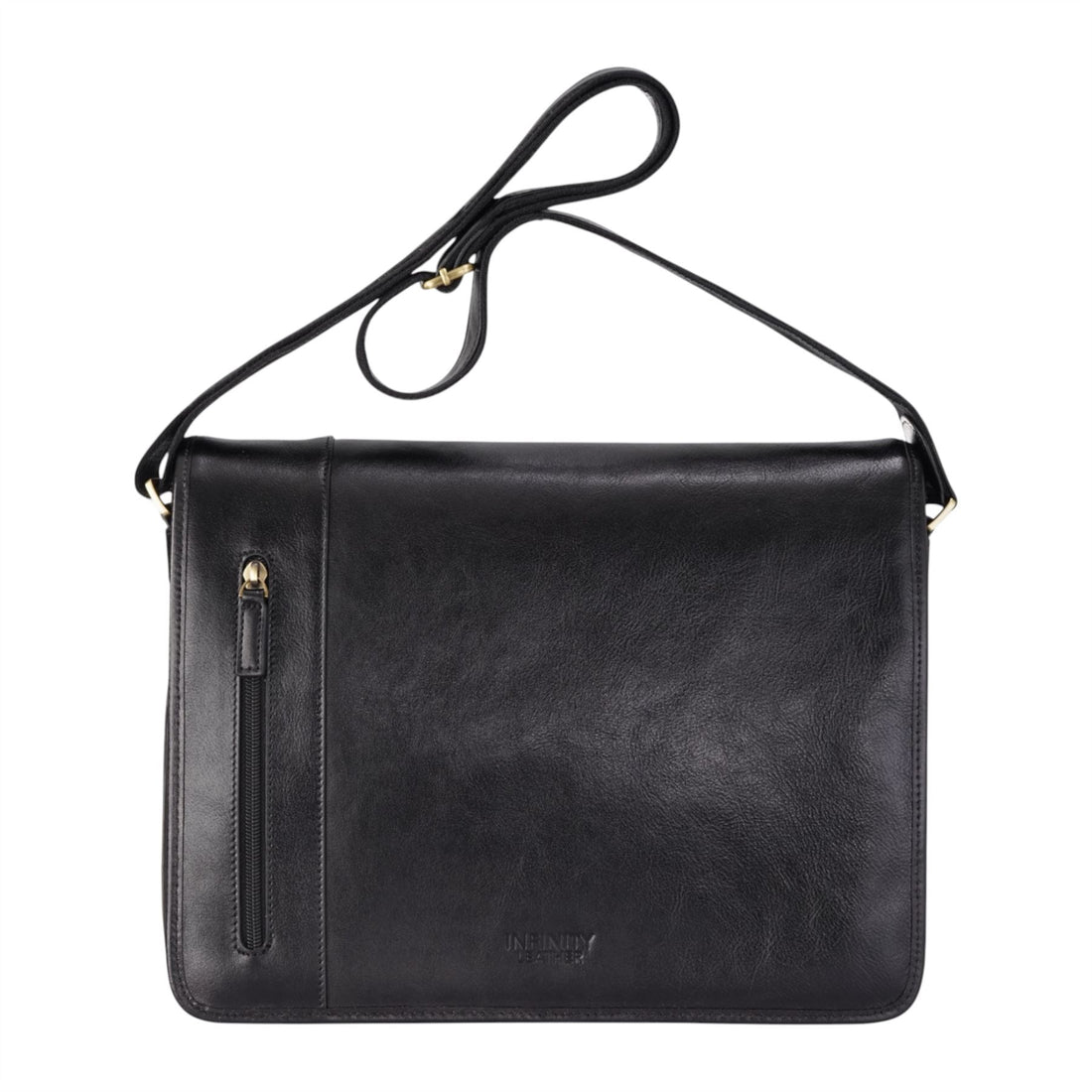 Genuine Leather Black Laptop Satchel Messenger Shoulder Bag - Astor