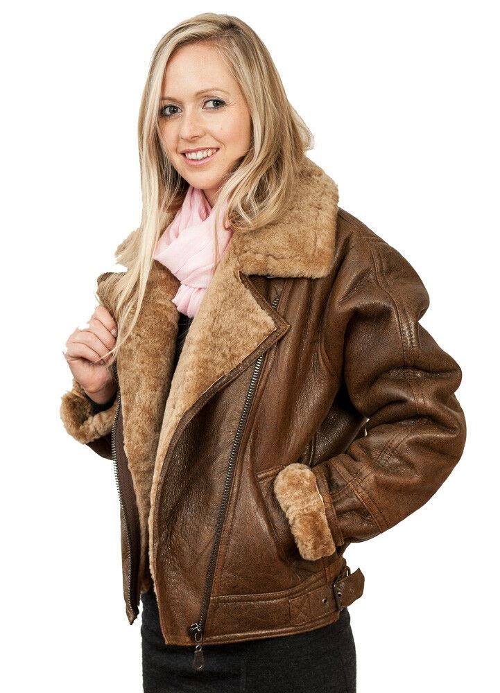 Womens Warmer B3 Sheepskin Flying Jacket-Ramsey - Upperclass Fashions 