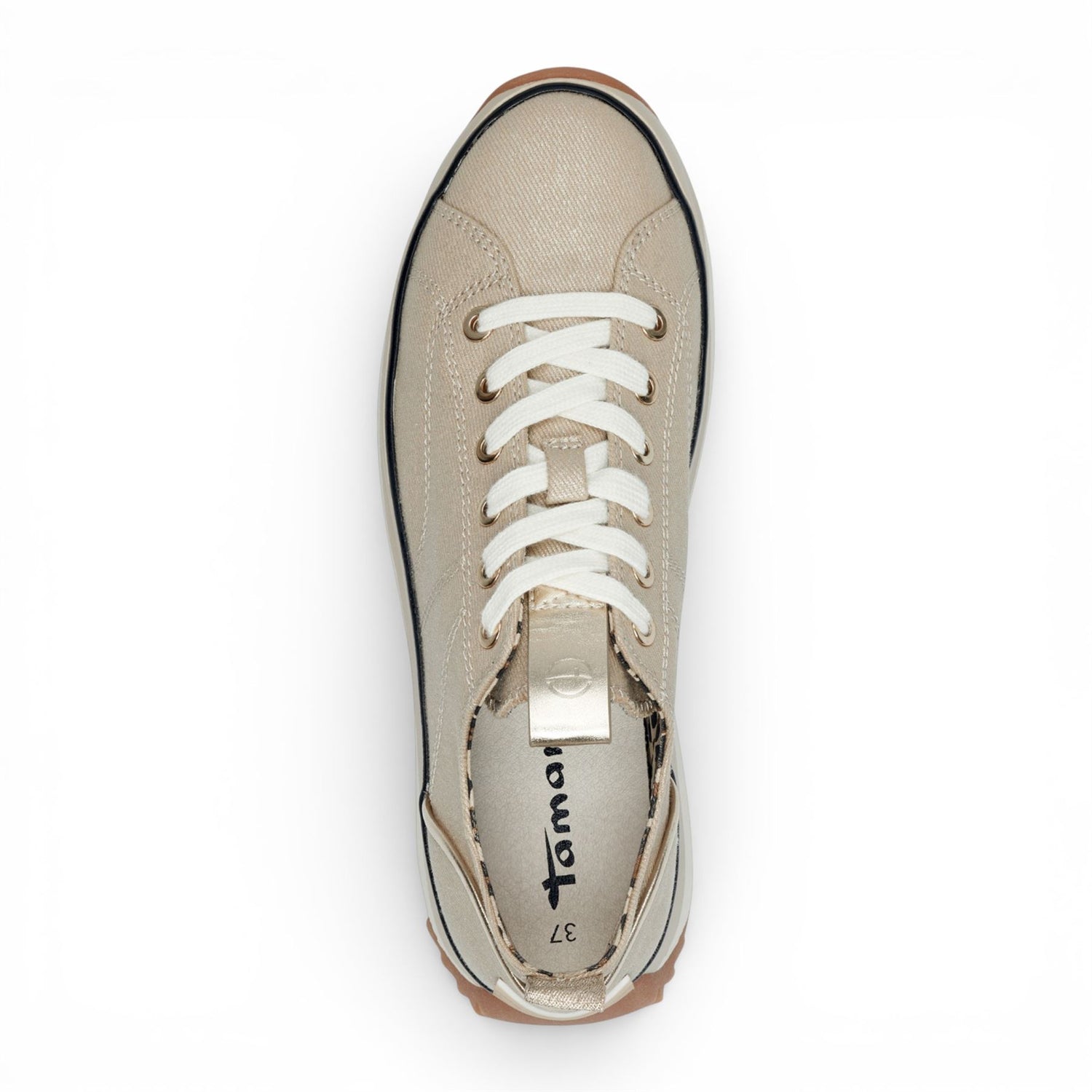 Tamaris Women’s Platform Trainers Beige Lace-Up Sneaker Shoes