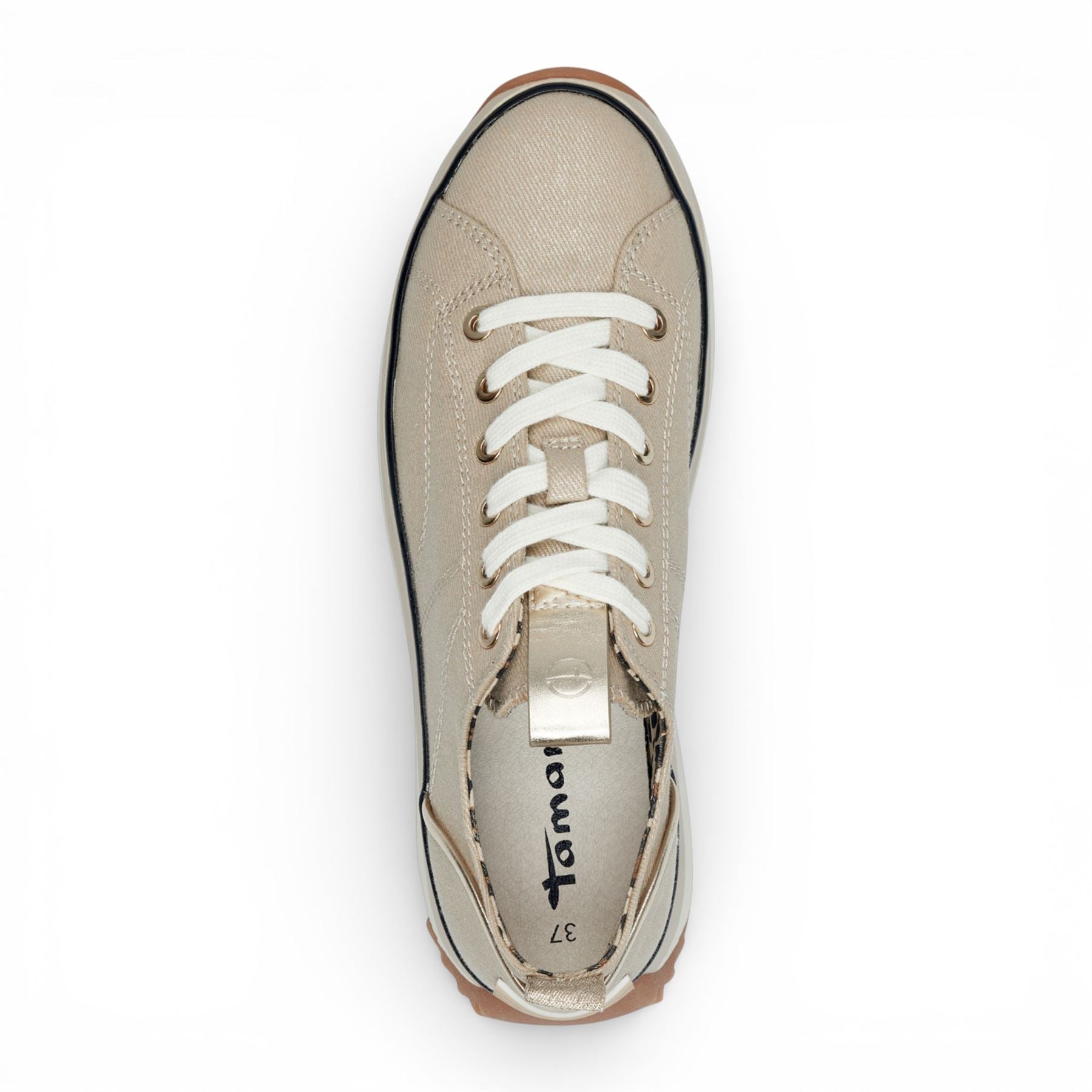 Tamaris Women’s Platform Trainers Beige Lace-Up Sneaker Shoes