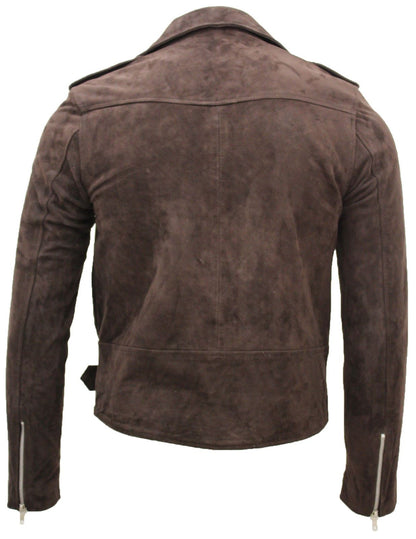 Mens Suede Leather Brando Biker Jacket-Stratford