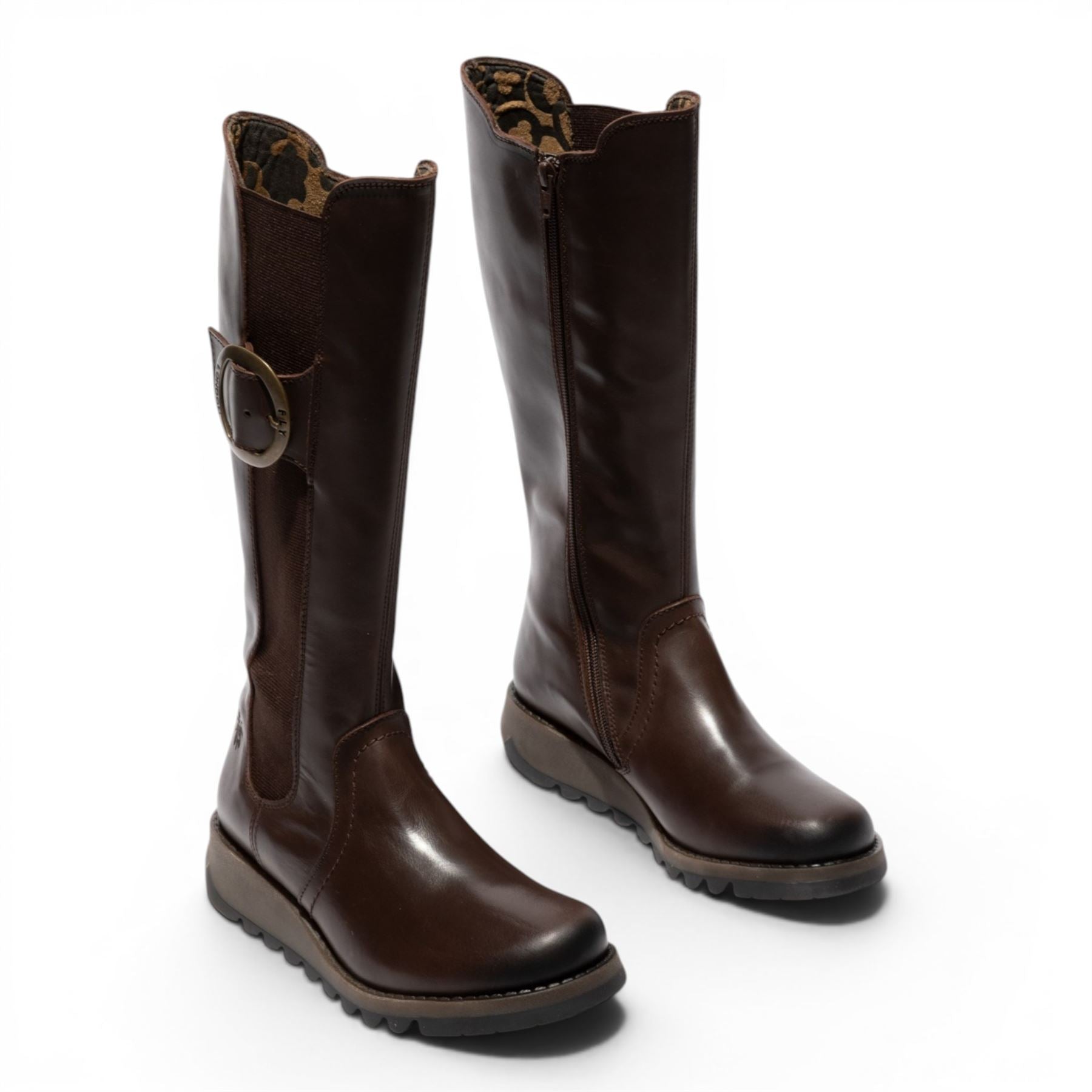 Fly London Womens Brown Leather Knee-High Long Boots - SOIF361