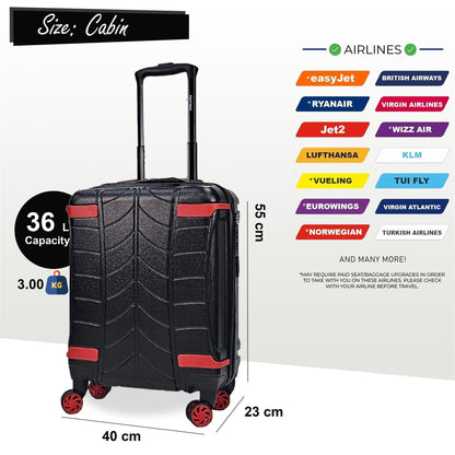 Hard Shell Cabin Suitcase 4 Wheel Luggage Travel Bag