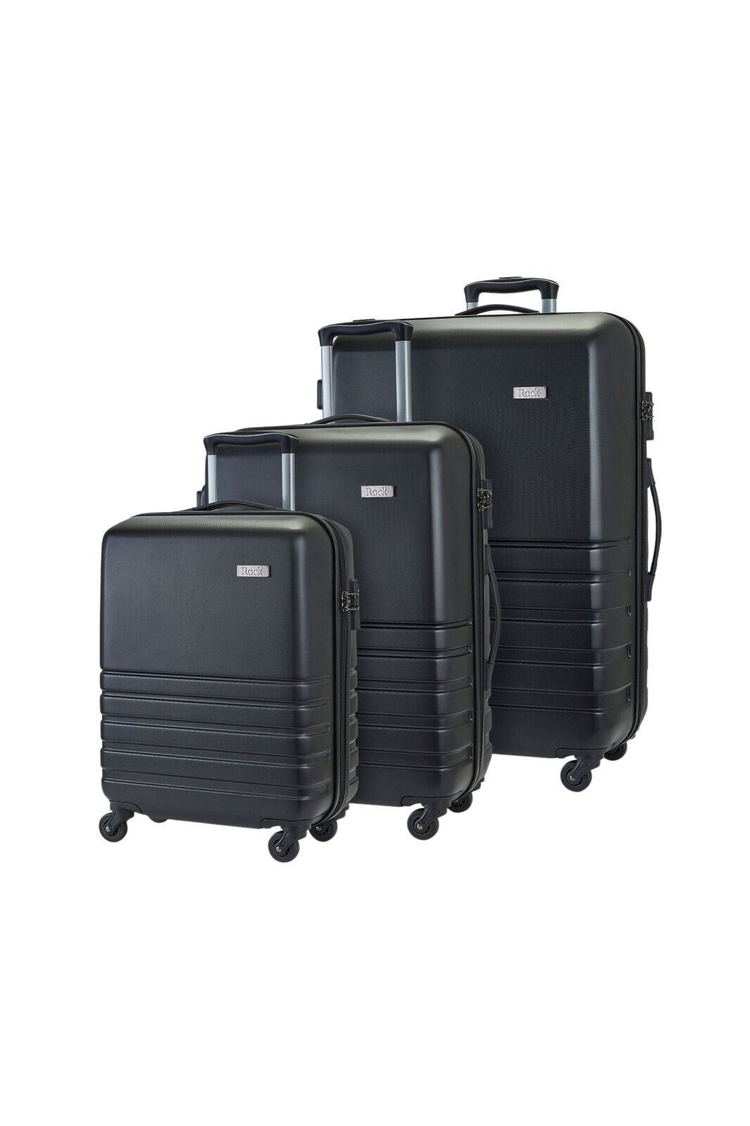 Hard Shell Black Suitcase Set 4 Wheel Cabin Luggage Trolley Travel Bag - Upperclass Fashions 