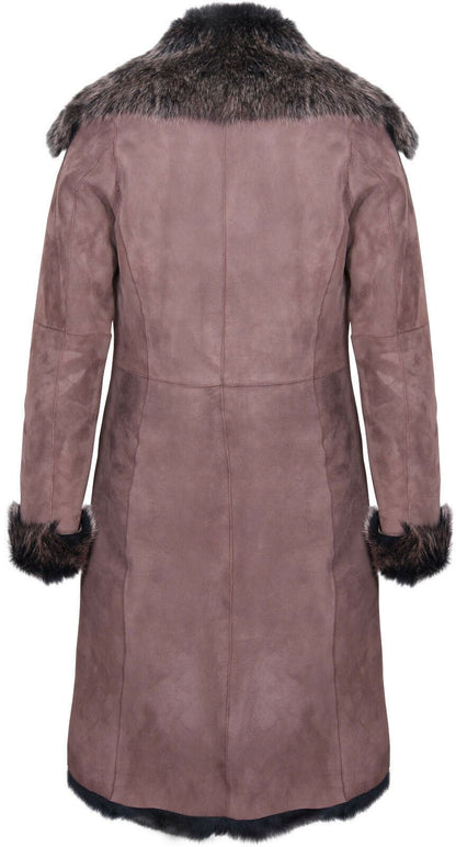 Womens Suede Toscana Sheepskin Trench Coat-Rochester